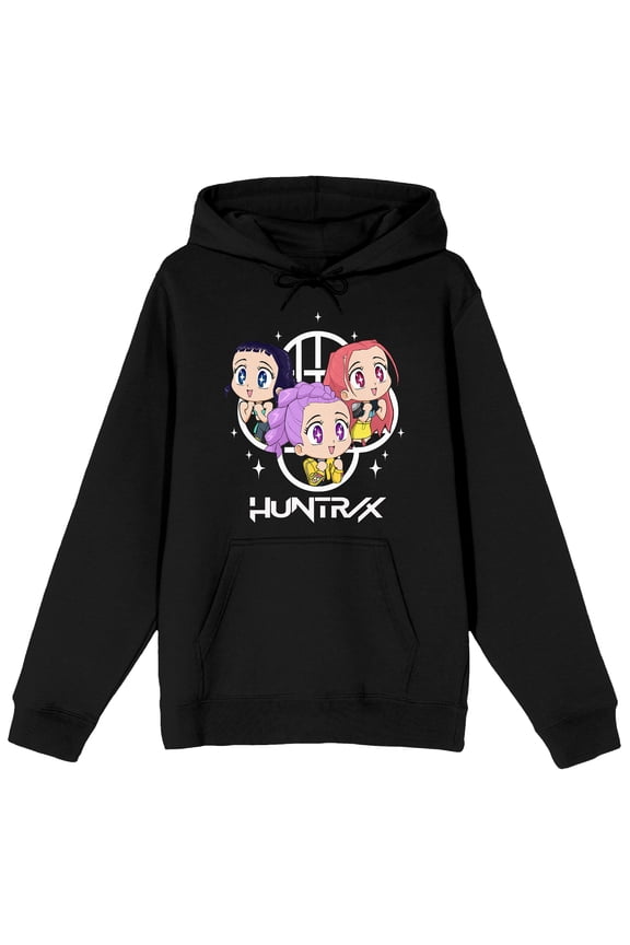 Kpop Demon Hunters Huntrx Excited Kawaii Men's Black Long Sleeve Hoodie-XXL