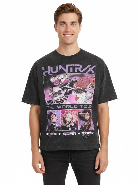 Men's & Big Men's "World Tour" Front & Back Mineral Wash Graphic Short Sleeve Tee, Sizes XS–3XL