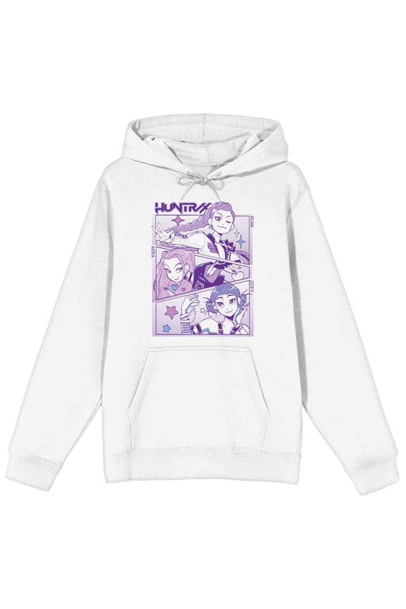 Kpop Demon Hunters Panel art Huntrx Men's White Long Sleeve Hoodie-XL