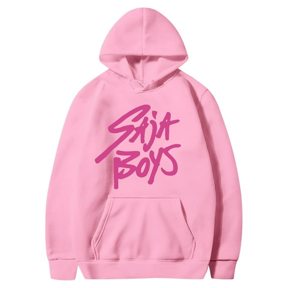 Pop Singers Demon Hunters Printed Women's Long-Sleeved Hooded Sweatshirt with Letter Print Pink S
