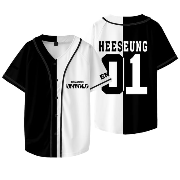 Kpop ENHYPEN Heeseung Baseball Jacket Tee Walk The Line World Tour Merch Unisex Short Sleeve Shirts