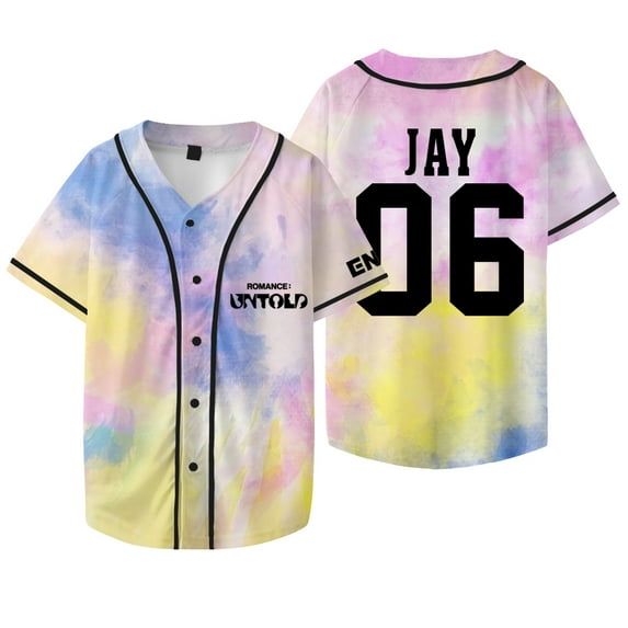 Kpop ENHYPEN Jay Baseball Jacket Tee Walk The Line World Tour Merch Unisex Short Sleeve T-Shirts