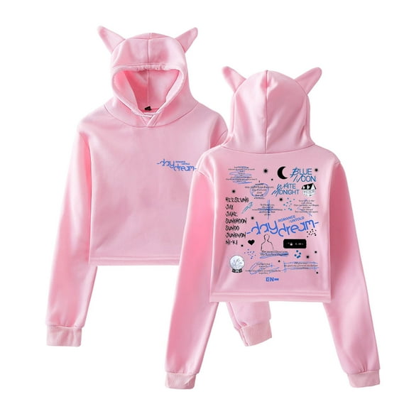 Kpop ENHYPEN Romance Untold Daydream Merch Pullover Female Cat Ears Hoodie Long Sleeve Tee
