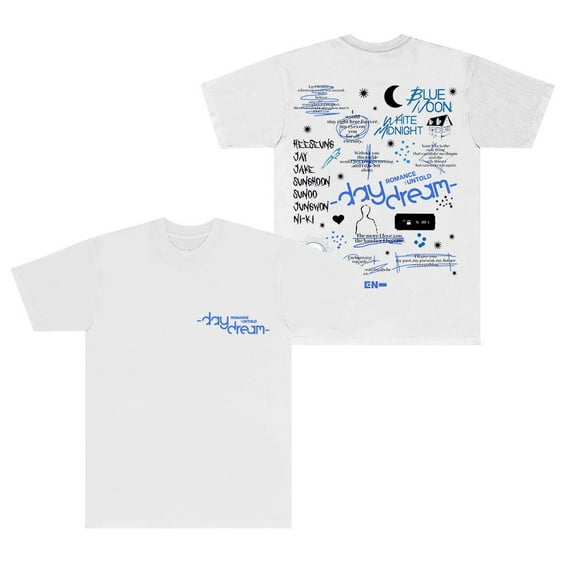 Kpop ENHYPEN Romance Untold Daydream T-shirt Walk The Line World Tour Merch Men's and Women's Fashion Short sleeved T-shirt