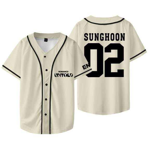 Kpop ENHYPEN Sunghoon Baseball Jacket Tee Walk The Line World Tour Merch Unisex Short Sleeve Shirts