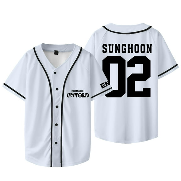 Kpop ENHYPEN Sunghoon Baseball Jacket Tee Walk The Line World Tour Merch Unisex Short Sleeve Shirts