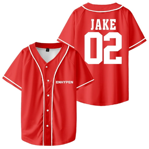 Kpop Enhypen JAKE Merch Baseball Jersey Tops Short Sleeve Shirts Women Men Streetwear Tee