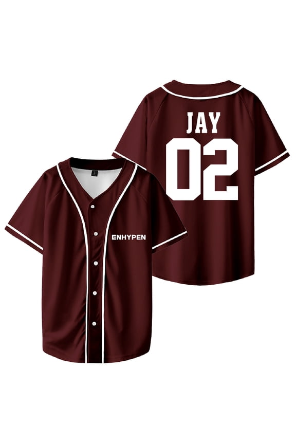 Kpop Enhypen JAY Merch Baseball Jersey Tops Short Sleeve Shirts Women Men Streetwear Tee