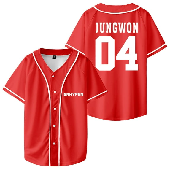 Kpop Enhypen JUNGWON Merch Baseball Jersey Short Sleeve Shirts Women Men Streetwear Tops
