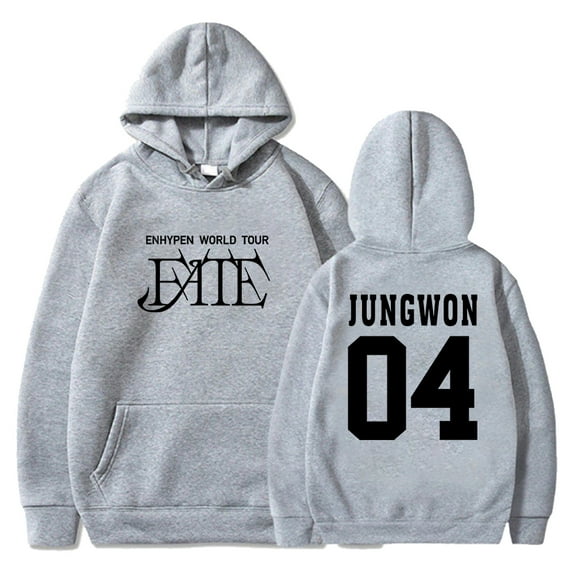 Kpop Enhypen JUNGWON Merch FATE World Tour Hoodie Long Sleeve Streetwear Women Men Hooded Sweatshirt