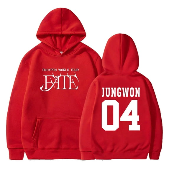 Kpop Enhypen JUNGWON Merch FATE World Tour Hoodie Long Sleeve Streetwear Women Men Hooded Sweatshirt