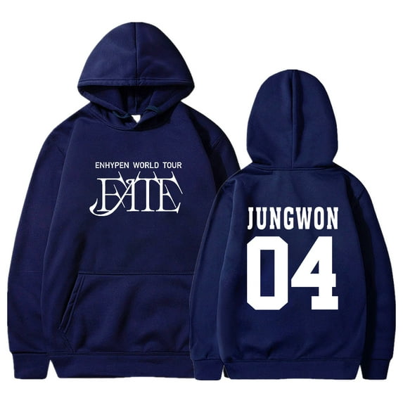Kpop Enhypen JUNGWON Merch FATE World Tour Hoodie Long Sleeve Streetwear Women Men Hooded Sweatshirt