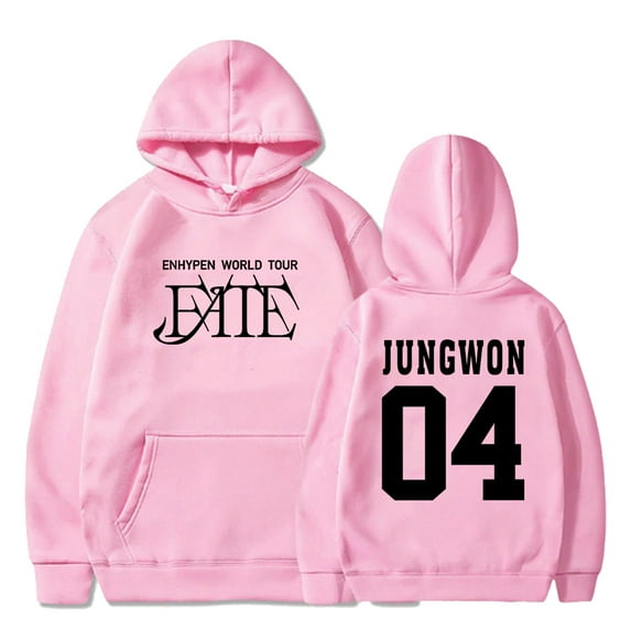 Kpop Enhypen JUNGWON Merch FATE World Tour Hoodie Long Sleeve Streetwear Women Men Hooded Sweatshirt