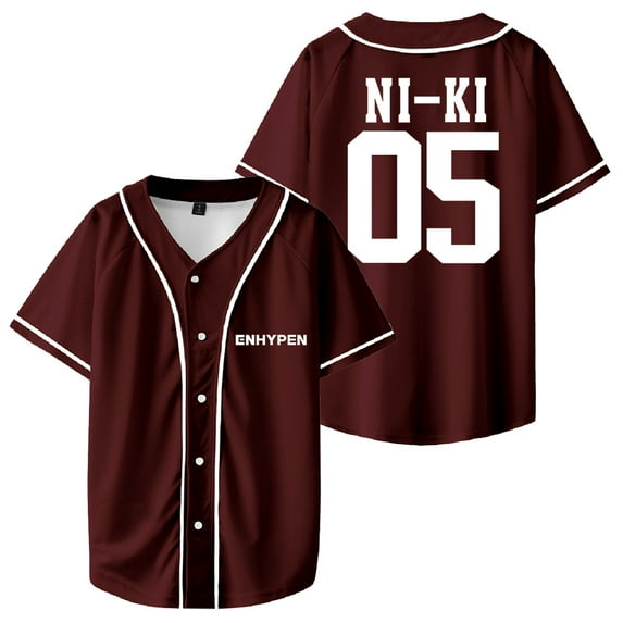 Kpop Enhypen NI-KI Merch Baseball Jersey Short Sleeve Shirts Women Men Streetwear Tee