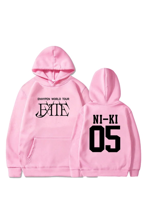 Kpop Enhypen NI-KI Merch FATE World Tour Hoodie Long Sleeve Streetwear Women Men Hooded Sweatshirts