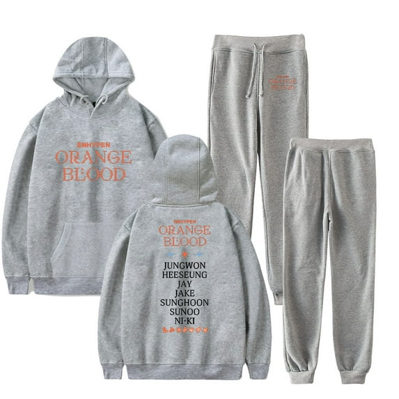 Kpop Enhypen Orange Blood Merch Men/Women Fall Suit Hoodies Sportswear Hooded Ankle Banded Pant Two Piece Set