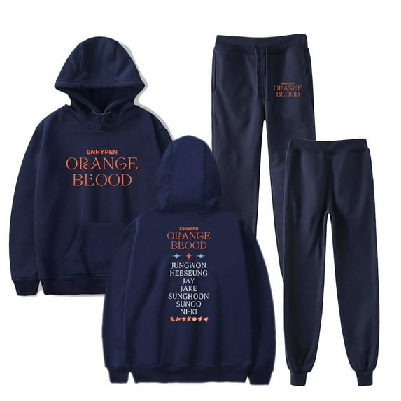 Kpop Enhypen Orange Blood Merch Men/Women Fall Suit Hoodies Sportswear Hooded Ankle Banded Pant Two Piece Set