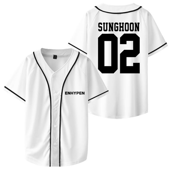 Kpop Enhypen SUNGHOON Merch Baseball Jersey Short Sleeve Shirts Women Men Streetwear Tops