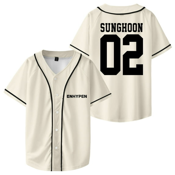 Kpop Enhypen SUNGHOON Merch Baseball Jersey Short Sleeve Shirts Women Men Streetwear Tops
