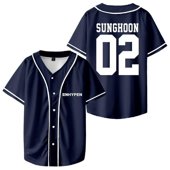 Kpop Enhypen SUNGHOON Merch Baseball Jersey Short Sleeve Shirts Women Men Streetwear Tops