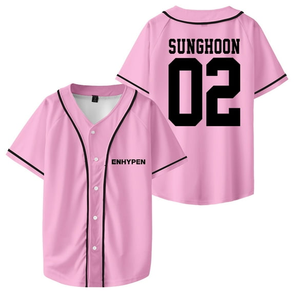 Kpop Enhypen SUNGHOON Merch Baseball Jersey Short Sleeve Shirts Women Men Streetwear Tops