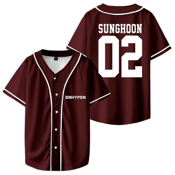 Kpop Enhypen SUNGHOON Merch Baseball Jersey Short Sleeve Shirts Women Men Streetwear Tops