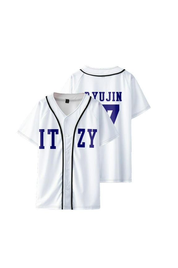 Kpop ITZY None of My Business Merch Baseball Jersey V-Neck Shirt Cosplay Tee