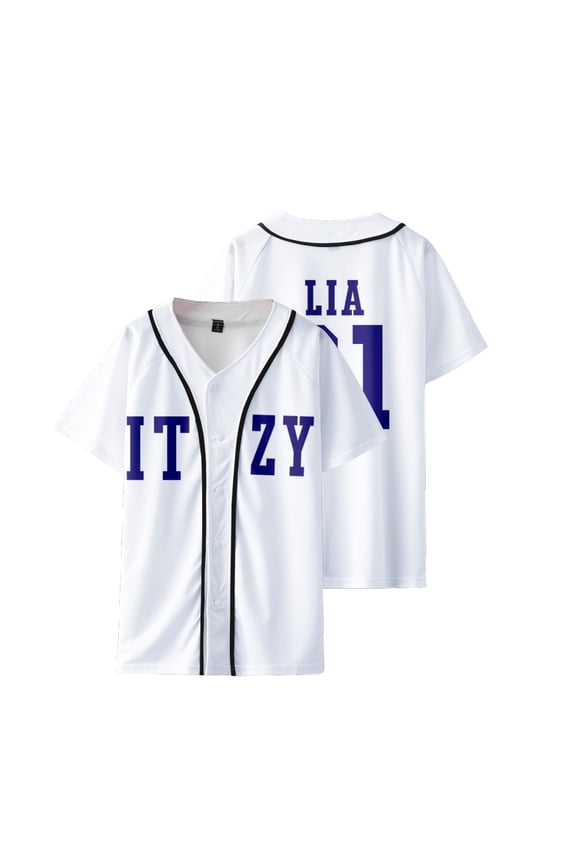 Kpop ITZY None of My Business Merch Baseball Jersey V-Neck T-shirt Hip Hop Shirt
