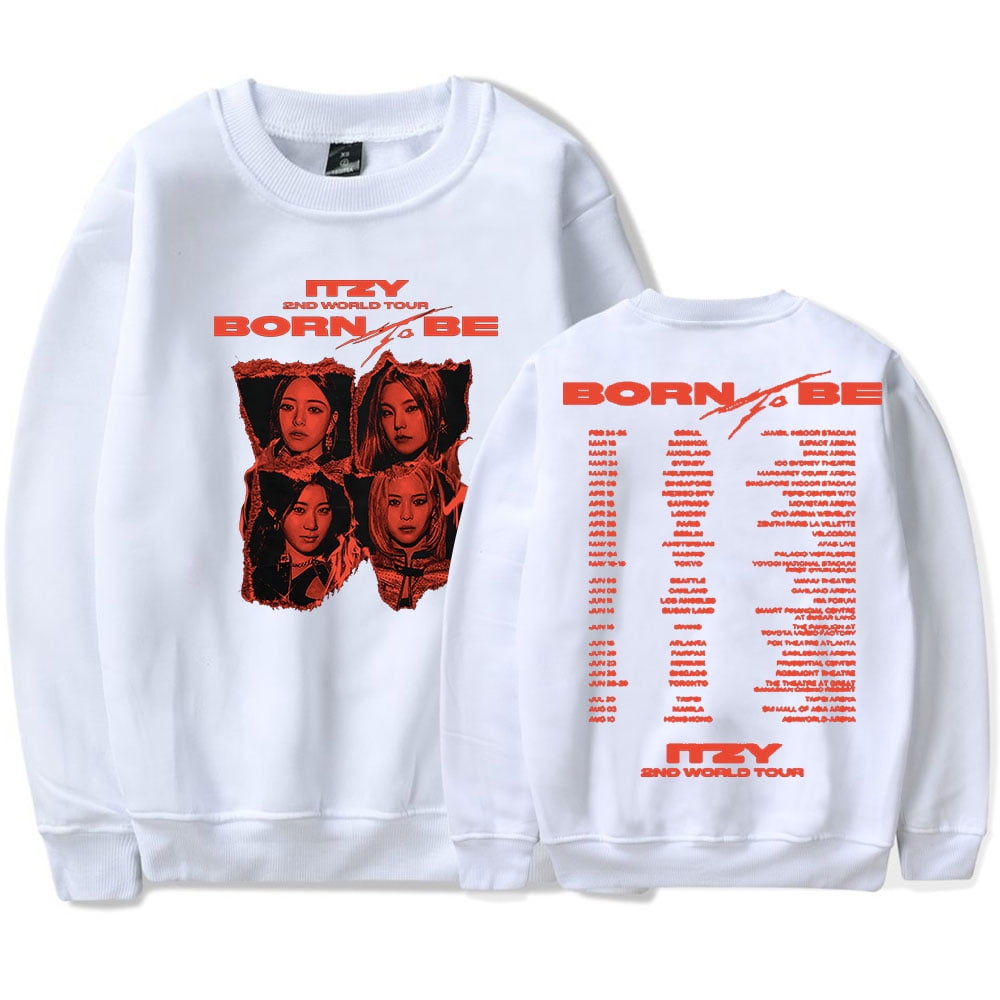 Kpop ITZY Tour Crewneck Sweatshirts Born To Be Logo Merch