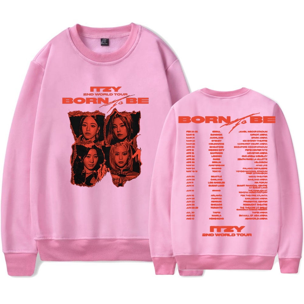 Kpop ITZY Tour Crewneck Sweatshirts Born To Be Logo Merch