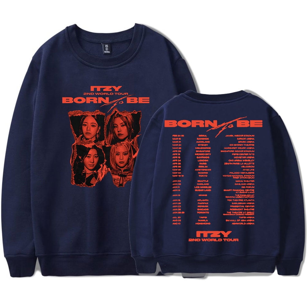 Kpop ITZY Tour Crewneck Sweatshirts Born To Be Logo Merch