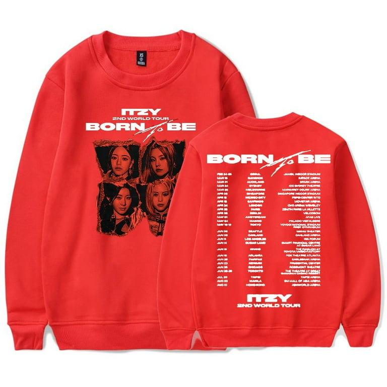 Kpop ITZY Tour Crewneck Sweatshirts Born To Be Logo Merch