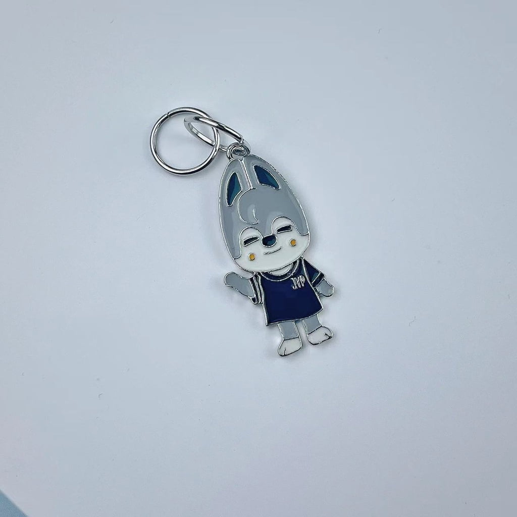 Kpop Idol Stray Kids Skzoo Cute Cartoon Character Design Alloy Dripping Oil Key Holder Charm Keyring Keychain Pendant