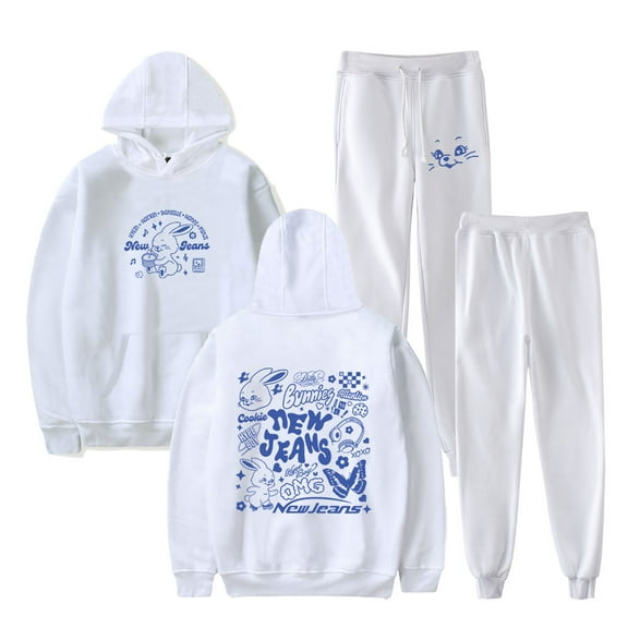 Kpop New Jeans NJWMX Logo Merch Hoodies Jogger Pants Cosplay Unisex Fashion Streetwear Sweatshirts