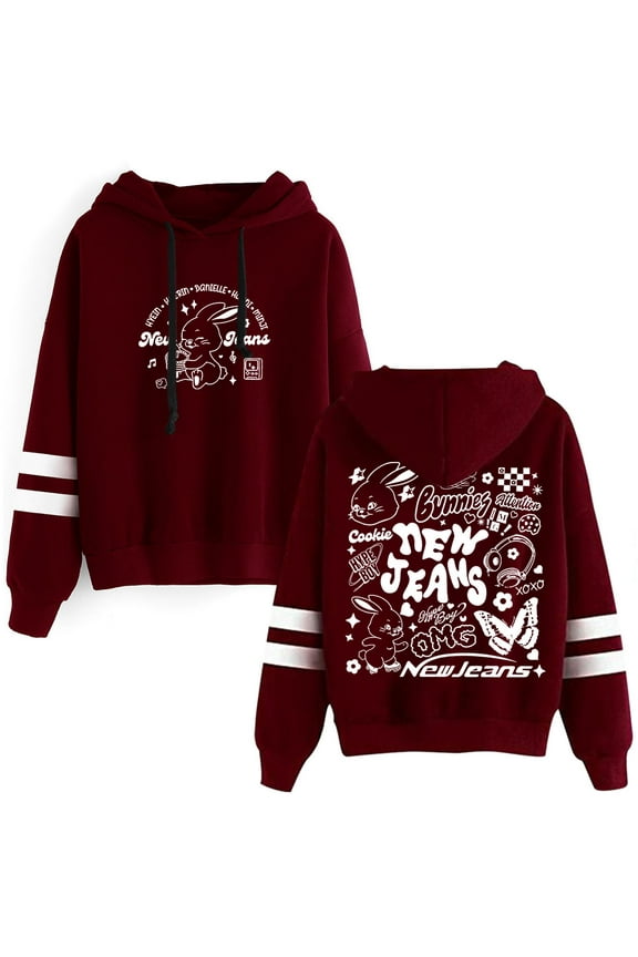 Kpop New Jeans NJWMX Logo Merch Pullover Hoodies Pocketless Parallel Bars Sleeve Streetwear