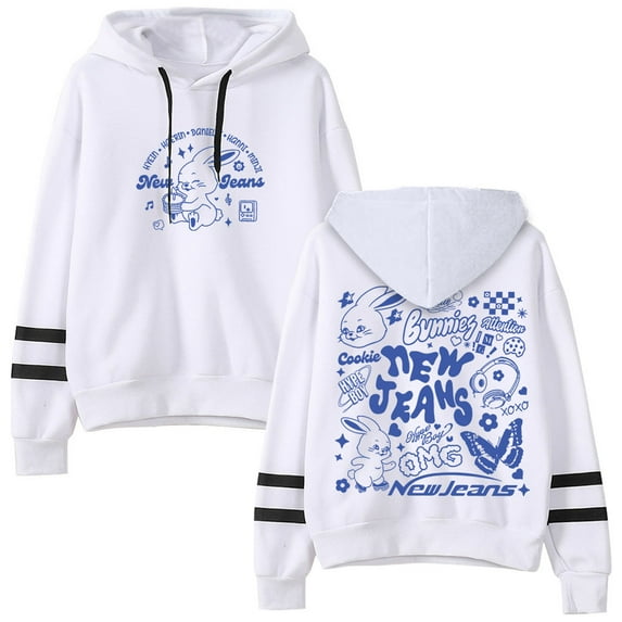 Kpop New Jeans NJWMX Logo Merch Pullover Hoodies Pocketless Parallel Bars Sleeve Streetwear