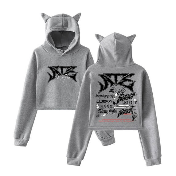 Kpop Stray Kids Ate Tracklist Pullover Female Cat Ears Hoodie Long Sleeve Top Women's Clothes