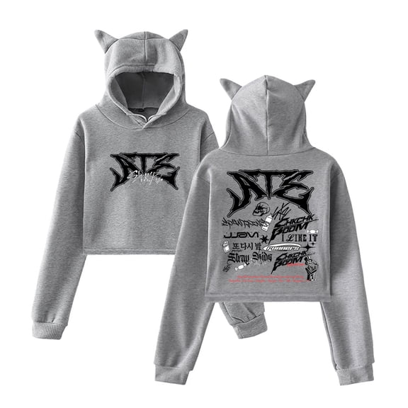 Kpop Stray Kids Ate Tracklist Pullover Female Cat Ears Hoodie Long Sleeve Top Women's Clothes