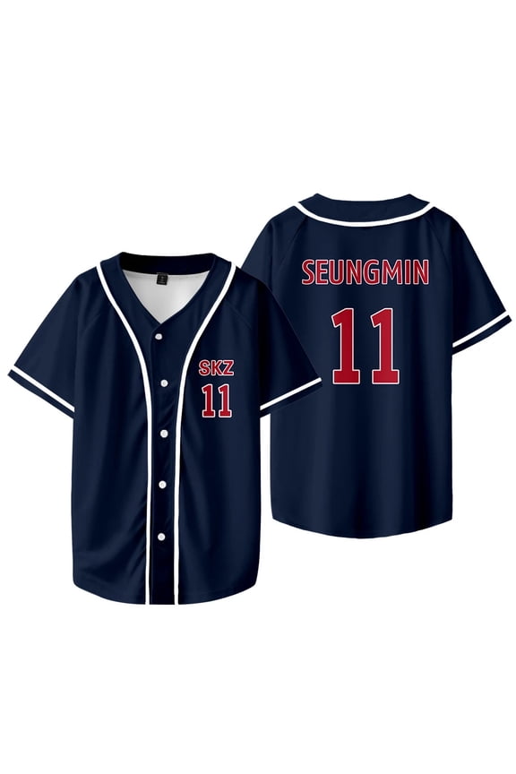 Kpop Stray Kids Chaotic SKZ Baseball Team Jersey Shirt Unisex V-Neck Short Sleeve Streetwear Tee