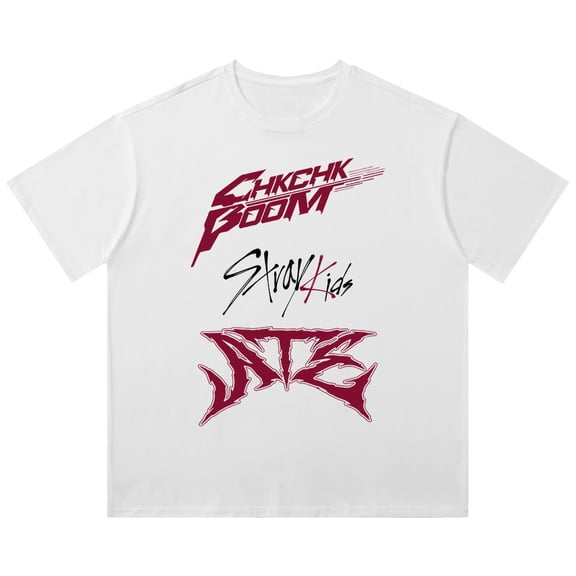 Kpop Stray Kids Chk Chk Boom Logo Cotton T-Shirts Cosplay Women Men Fashion Wash Short Sleeve Tee