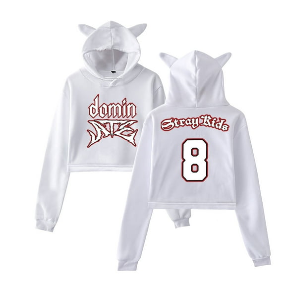 Kpop Stray Kids Dominate 8 Logo Pullover Female Cat Ears Hoodie Long Sleeve Top Women's Clothes