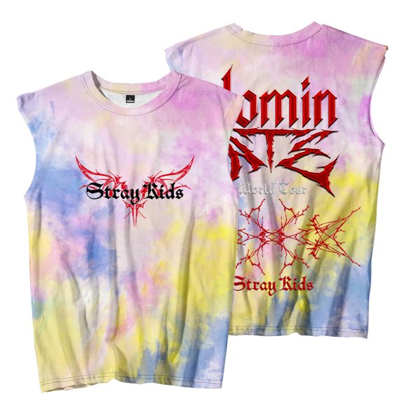 Kpop Stray Kids Dominate Tour Logo Sleeveless T-Shirts Summer Unisex Fashion Streetwear Tee