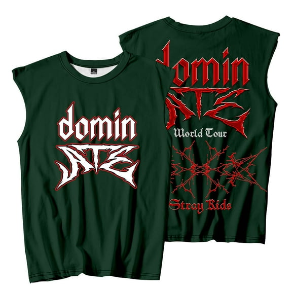 Kpop Stray Kids Dominate Tour Logo Sleeveless T-Shirts Summer Unisex Fashion Streetwear Tee