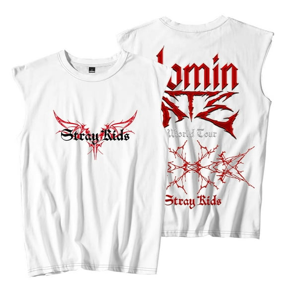Kpop Stray Kids Dominate Tour Logo Sleeveless T-Shirts Summer Unisex Fashion Streetwear Tee