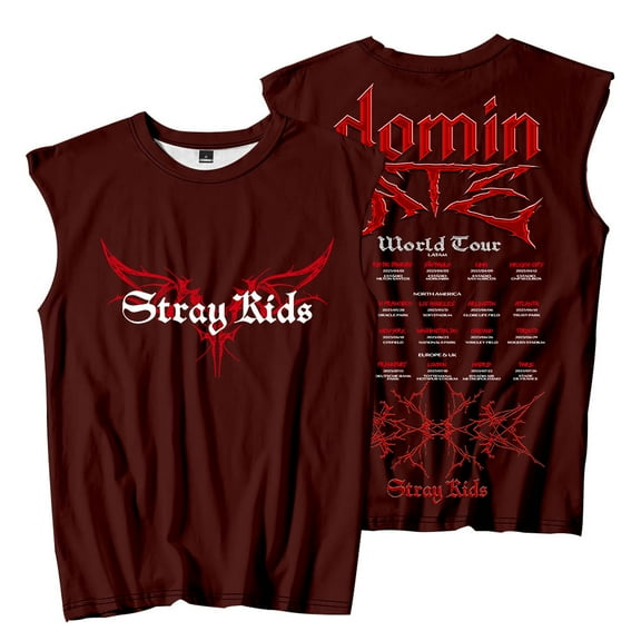 Kpop Stray Kids Dominate World Tour 2025 Merch Sleeveless T-Shirts Unisex Fashion Streetwear Tee