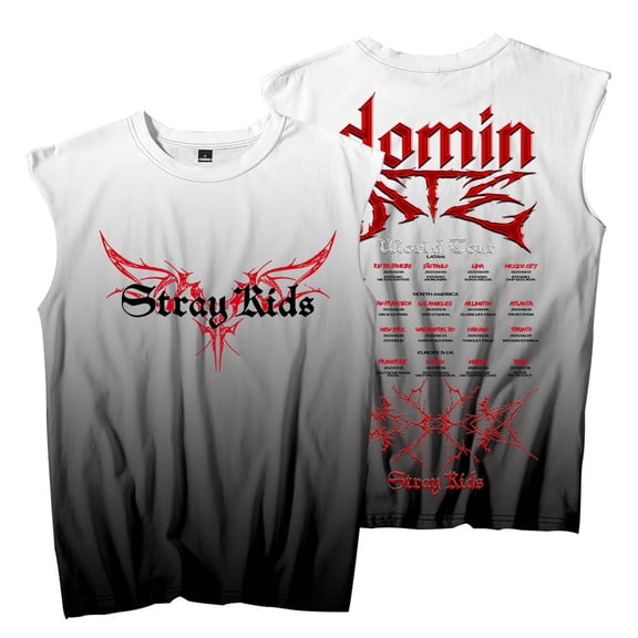 Kpop Stray Kids Dominate World Tour 2025 Merch Sleeveless T-Shirts Unisex Fashion Streetwear Tee