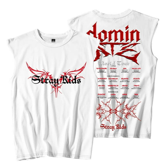 Kpop Stray Kids Dominate World Tour 2025 Merch Sleeveless T-Shirts Unisex Fashion Streetwear Tee