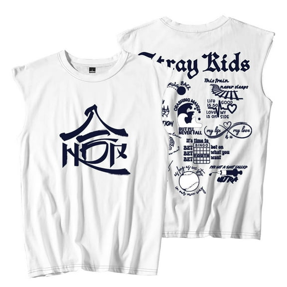 Kpop Stray Kids Hop Tracklist Sleeveless T-Shirts Streetwear Tops Cosplay Women Men Fashion Crewneck