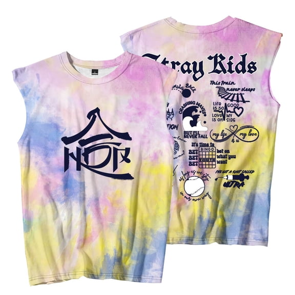 Kpop Stray Kids Hop Tracklist Sleeveless T-Shirts Streetwear Tops Cosplay Women Men Fashion Crewneck