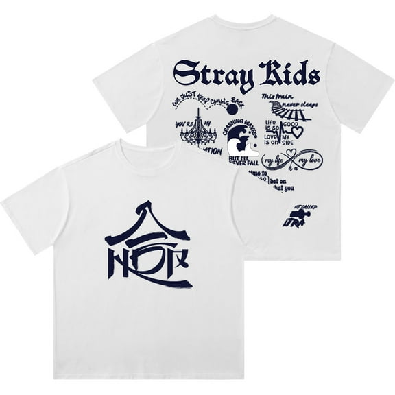 Kpop Stray Kids Hop Tracklist Wash T-Shirts Streetwear Tops Unisex HipHop Cotton Short Sleeve Tee